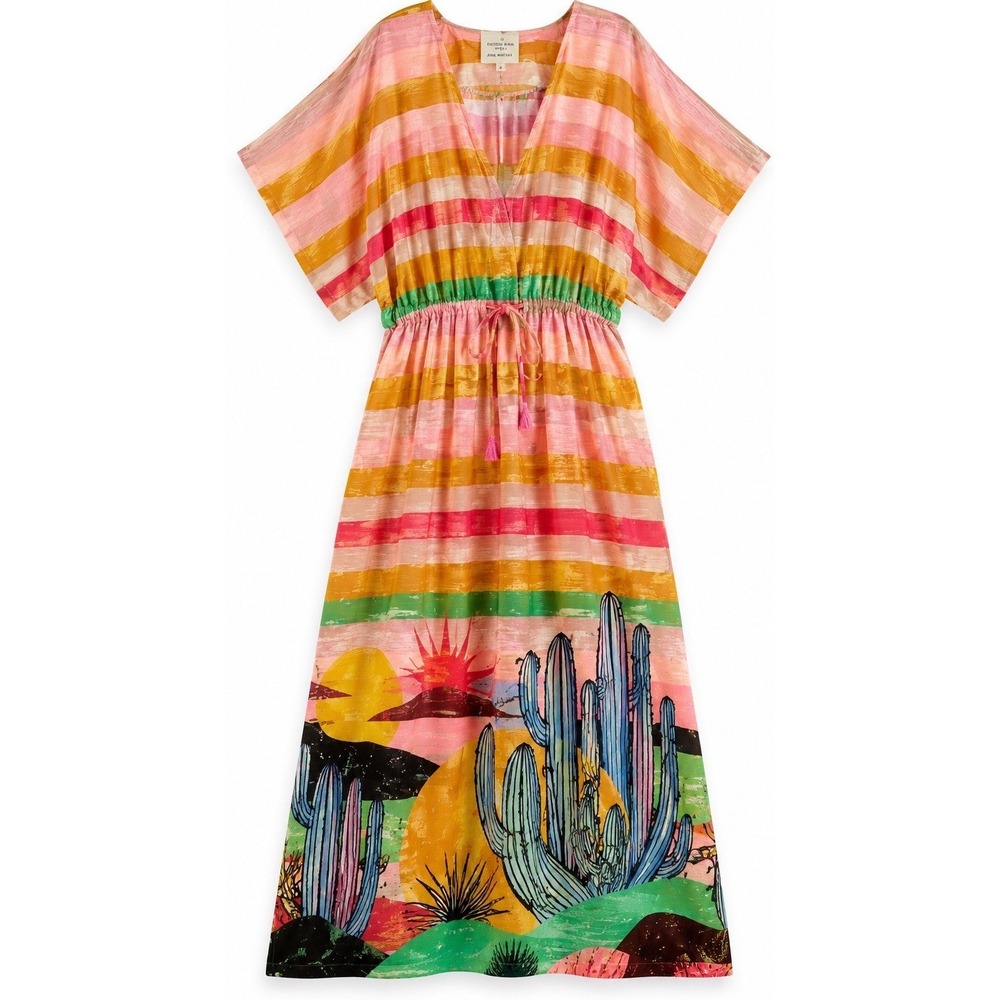 Scotch & Soda Abel Macias Desert Print Organic Cotton Kaftan Dress XL Vacation
